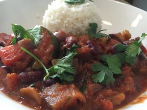 Courgette & pepper chilli  at The Hextol Tans Coffee Shop and Vegetarian Cafe in Hexham