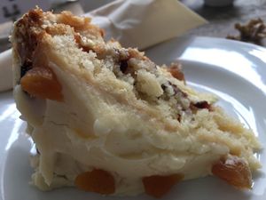 Apricot & marzipan cake. Phenomenal  at The Hextol Tans Coffee Shop and Vegetarian Cafe in Hexham