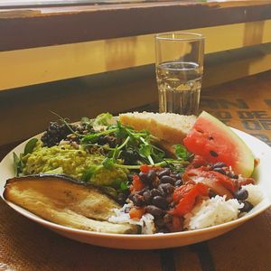 vegan plate at Espresso Edge in Helsinki