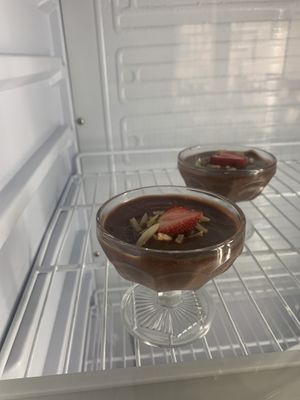 Sugar free chocolate pudding dessert  at Cozinha Consciente in Coimbra