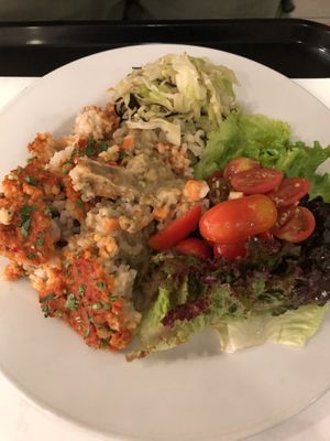 brown rice with moong dal and salads at Cozinha Consciente in Coimbra