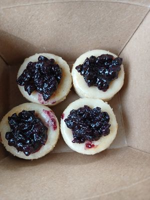 Cheese  cake bites with blue berry at Vedge Cafe in Ann Arbor