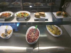 display case of menu items at Vedge Cafe in Ann Arbor
