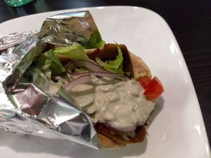Gyro sandwich at Vedge Cafe in Ann Arbor