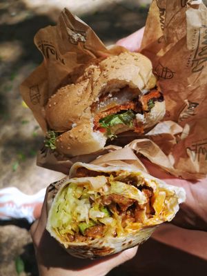 Burger and kepab at Aloha Vegan Delights in Valencia