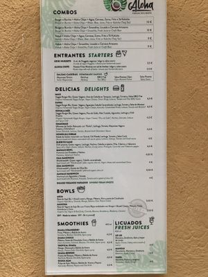 Menu at Aloha Vegan Delights in Valencia