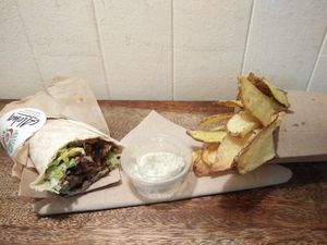 kebab with fries at Aloha Vegan Delights in Valencia