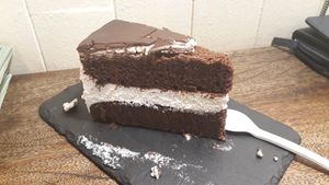 Chocolate cake at Aloha Vegan Delights in Valencia