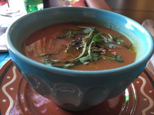 cream of beetroot soup  at Arvore do Mundo in Porto