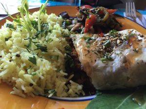 filo with mushrooms, tofu and vegetables  at Arvore do Mundo in Porto