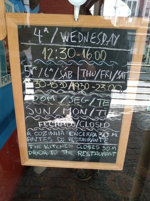 Updated opening times at Arvore do Mundo in Porto