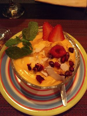 Mango & coconut mousse at Arvore do Mundo in Porto