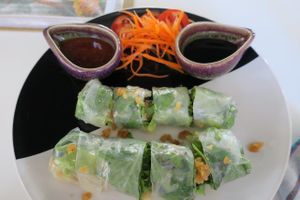 herbs and veg roll at Ama Vegan Kitchen in Chiang Mai