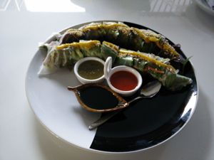 Fresh herb rolls at Ama Vegan Kitchen in Chiang Mai