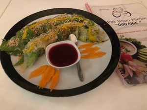 The best tasting summer rolls! at Ama Vegan Kitchen in Chiang Mai