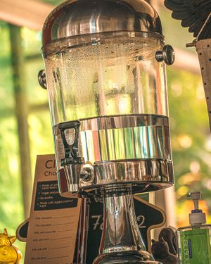 Free water and beautiful decoration!  at Ama Vegan Kitchen in Chiang Mai