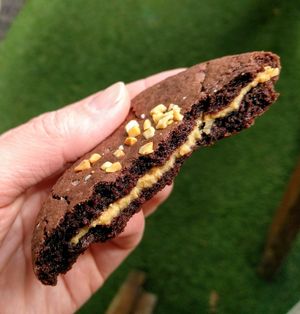 Inside the Peanut Butter Moustache Cookie at Lord of the Fries - Britomart in Auckland
