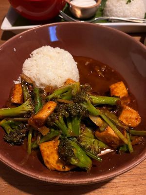 Stir fried tofu and vegetables  at The Banyan Tree in 