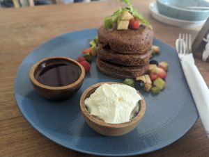Pancakes (cream not vegan) at The Banyan Tree in 
