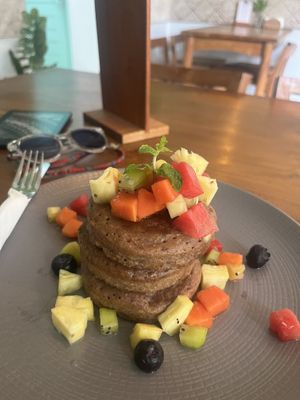 Vegan blueberry pancakes  at The Banyan Tree in 