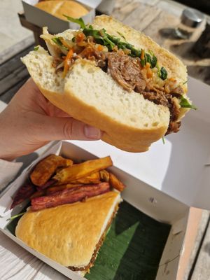 Bahn mi, we got this to take away and it was huge, packed with flavour! at The Banyan Tree in 