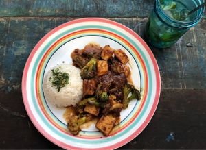 Peanut Tofu Stir Fry & Mint Lemonade at The Banyan Tree in 