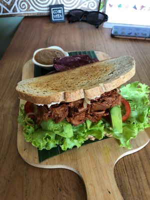 Pulled “pork” sandwich  at The Banyan Tree in 