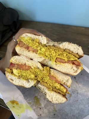 Vegan Staten with tofu scramble, vegan cheddar, tempeh bacon and add on tomato   at Hudson Street Deli in Providence