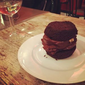 Vegan Chocolate Brownie  at Pomodoro's in Antibes