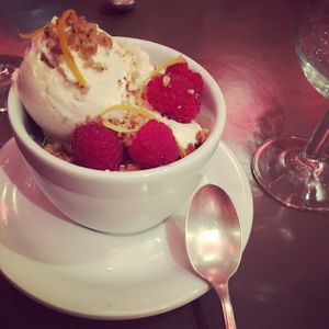 Lemon curd pudding  at Pomodoro's in Antibes