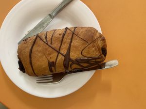 Vegan pan au chocolat. It’s not gluten-free ! at Confitería Maiquez in Murcia