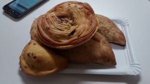 Assorted savoury pastries and small pasties at Confitería Maiquez in Murcia