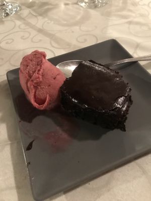 Vegan brownie at Windmill Restaurant in Paphos