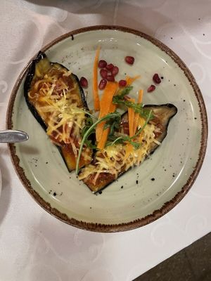 Egg plant with vegan cheeze  at Windmill Restaurant in Paphos