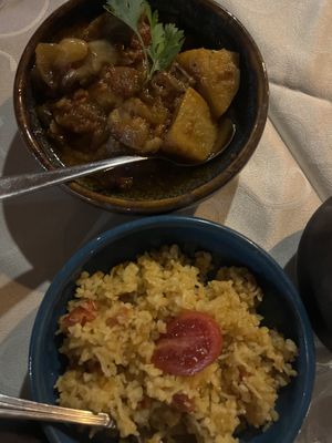 Potatoes in tomato and cous cous   at Windmill Restaurant in Paphos