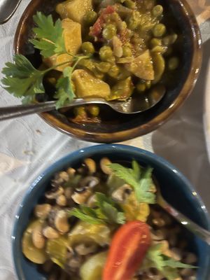 Fresh peas and black eye beans   at Windmill Restaurant in Paphos