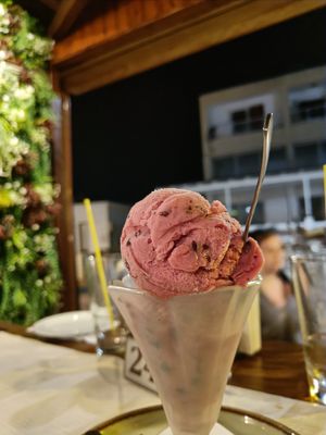 Raspberry ice cream, vegan at Windmill Restaurant in Paphos