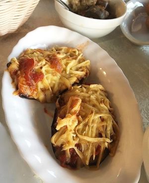 Eggplant with vegan cheese at Windmill Restaurant in Paphos