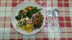 sampler plate all dishes at Kanya Vegetarian Food in Chiang Mai