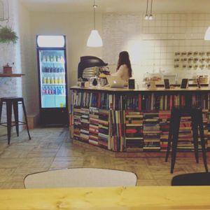 Cool bar made of books! You can read the upper once at KAFETHEA in Maastricht
