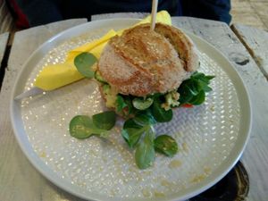 delicious hummus sandwich at KAFETHEA in Maastricht