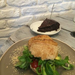 Sandwich and chocolate cake  at KAFETHEA in Maastricht