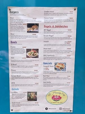 Menu one side of truck  at BHeavenly - Food Trailer in Eugene