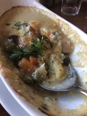 Okay so there is cheese on top but u can get it without it to make it vegan. I got the veggie moqueca and it was so good   at Pimenta Verde in Jericoacoara