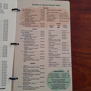 Cardápio at Pimenta Verde in Jericoacoara