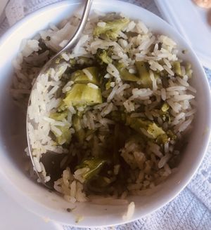 Rice with broccoli - delicious! at Pimenta Verde in Jericoacoara