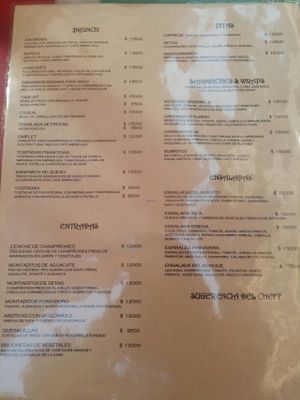 Brunch menu  at Aborigen in Santa Marta