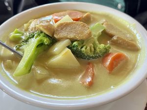 Yellow curry with veggie chick’n   at Square Lotus in Bellevue