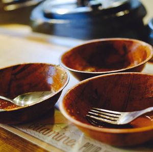 Empty bowls. Nice & Full. at EcO Bar in Tel Aviv