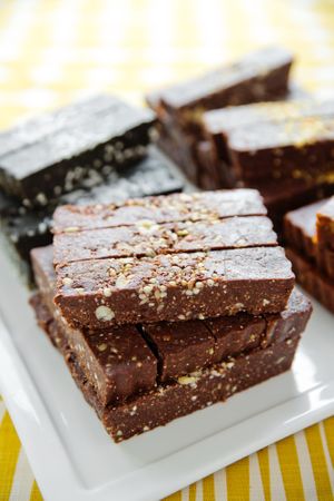 Superfudges... made with medjool dates, activated almonds, coconut and superfood ingredients - they are both a sweet treat & an energy bar!  (photo by Jessica Shaver) at The Little Shop of Plenty in Maylands